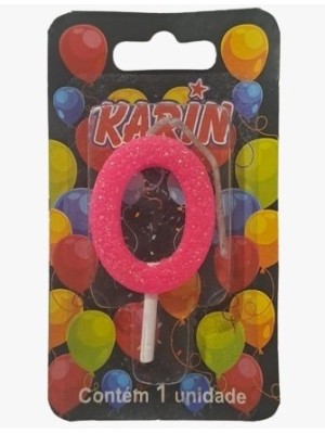 VELA DE ANIVERSARIO N.0 ROSA C/ GLITTER UN. KARIN