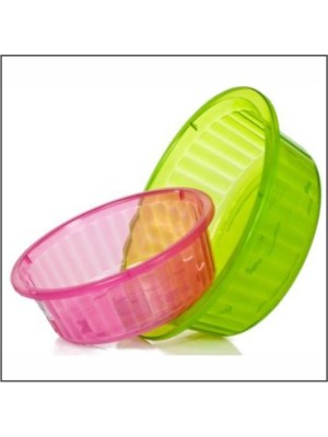 Conjunto Bacia De Plástico Redonda Canelada Tamanho P/M