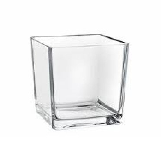 VASO DE VIDRO QUADRADO 8X8CM UN.