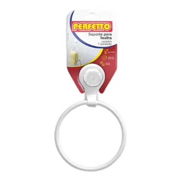 PORTA TOALHA DE ROSTO BRANCO FIXACAOA VACUO 15X9,2CM UN.