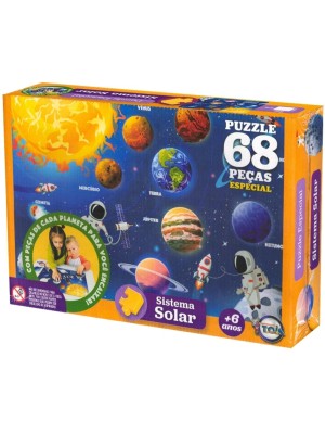 Brinquedo Educativo Quebra Cabeça Conhecendo Sistema Solar 68 Peças Especial 