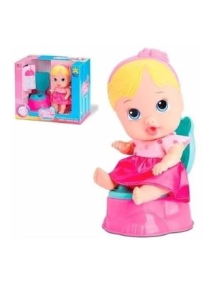 Boneca Bebe Little Dolls Faz Xixi Alive Menina com Penico e Mamadeira