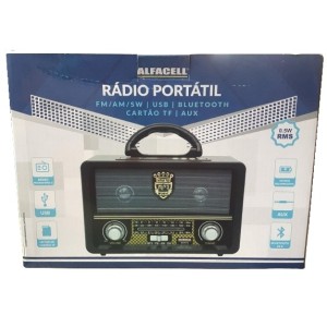 RADIO PORTATIL (AM/FM/SW1-6/ENTRADA USB/TF CARTAO/BLUETOOTH) 23X10X15,6CM UN. IMPORIENTE
