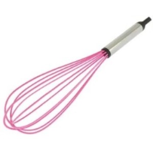 BATEDOR DE CLARAS DE SILICONE C/CABO INOX ROSA 29,5CM UN. WELLMIX
