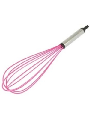 BATEDOR DE CLARAS DE SILICONE C/CABO INOX ROSA 29,5CM UN. WELLMIX