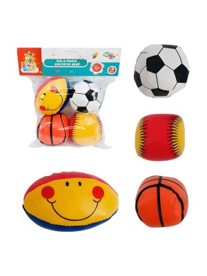 BOLA MACIA PEQUENA ESPORTES BEBE PCT C/4 PCS UN. WELLMIX