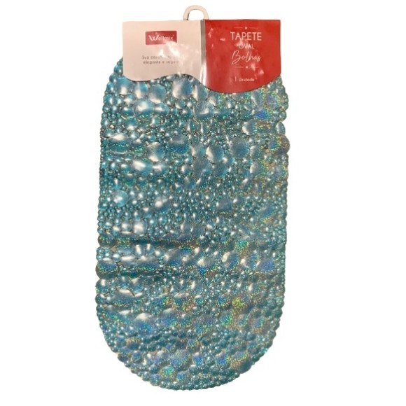 TAPETE ANTIDERRAPANTE PVC OVAL BOLHAS COLORS 35X65CM UN. WELLMIX