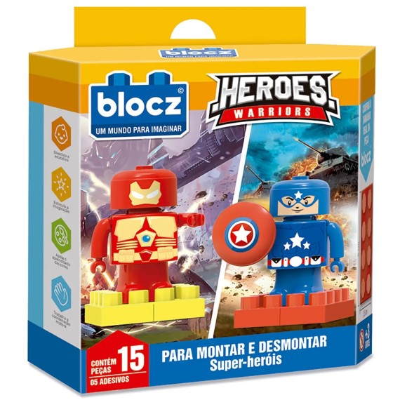 DUPLA BONECOS IRON BLOCZ + CAPTAIN BLOCZ UN. ZUCATOYS