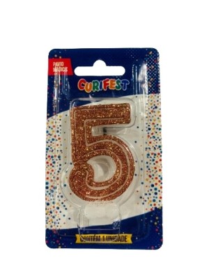 VELA SUPER NUMERO SIMPLES ROSE N 5 - (4228) UN. CURIFEST