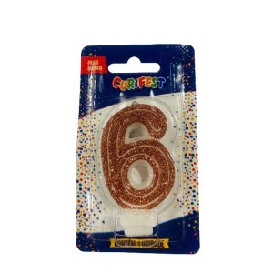 VELA SUPER NUMERO SIMPLES ROSE N 6 - (4229) UN. CURIFEST