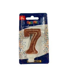 VELA SUPER NUMERO SIMPLES ROSE N 7 - (4230) UN. CURIFEST