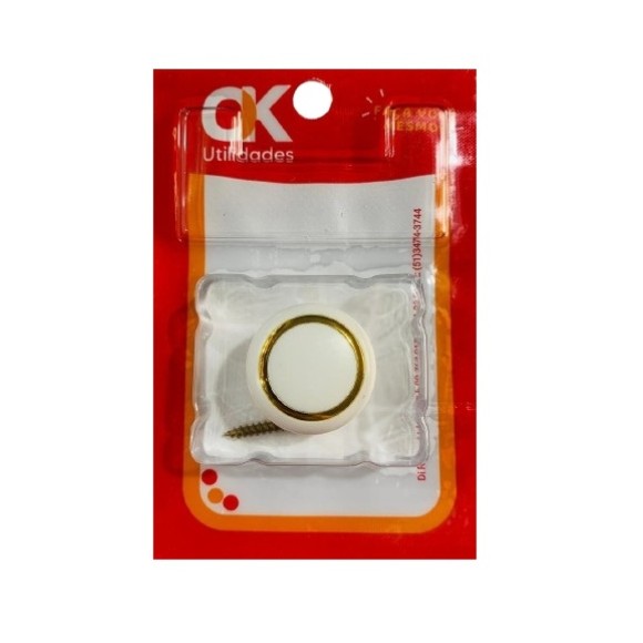 PUXADOR 30MM BRANCO ANEL DOURADO UN.