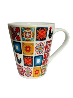 CANECA DE PORCELANA AZULEJO 290ML UN. TERRAMADA