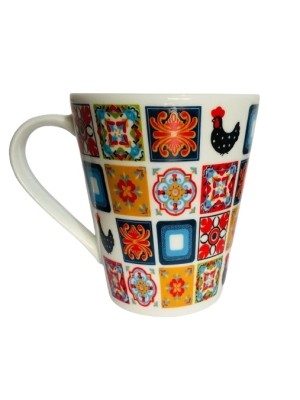 CANECA DE PORCELANA AZULEJO 290ML UN. TERRAMADA