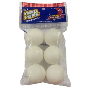 BOLAS DE PING PONG PACOTE C/6PCS BRANCA UN. BRINQUEDOS HORIZONTE
