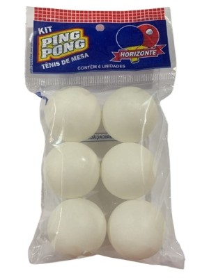 BOLAS DE PING PONG PACOTE C/6PCS BRANCA UN. BRINQUEDOS HORIZONTE