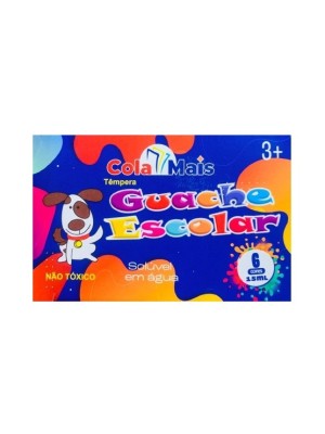 TINTA GUACHE MAIS 15ML 6 CORES UN.