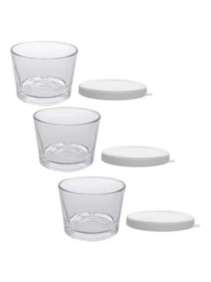 POTE DE VIDRO 220ML KIT C/ TAMPA 3 PEÇAS UN. INGA