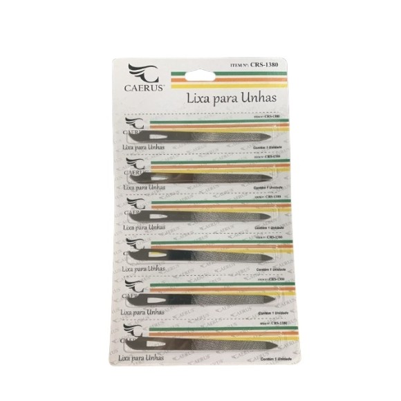 LIXA DE METAL CARTELA C/6PCS P/ UNHAS C/ CABO DE PLASTICO UN. AKASH IMPORTS
