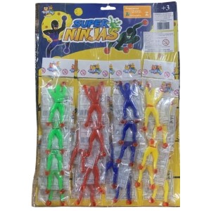 BONECO SUPER NINJAS CARTELA C/20PCS DE PLASTICO 4X9CM UN. MOHNISH IMPORTS