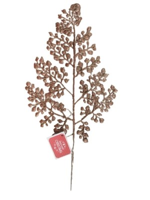 ENFEITE FOLHAGEM PERMANENTE ROSE C/ GLITTER 36CM