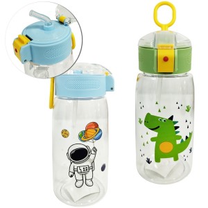GARRAFA SQUEEZE DE PLASTICO COM CANUDO + BOTAO E ALCA 550ML UN.