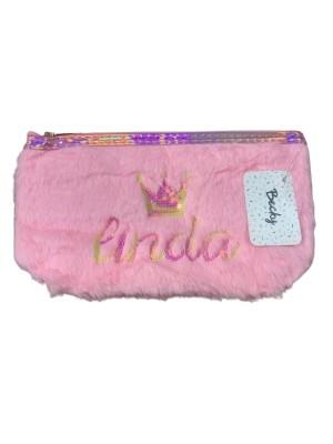 NECESSAIRE BECKY PELUCIA DE POLIESTER 23X13X6CM UN. MULTIART