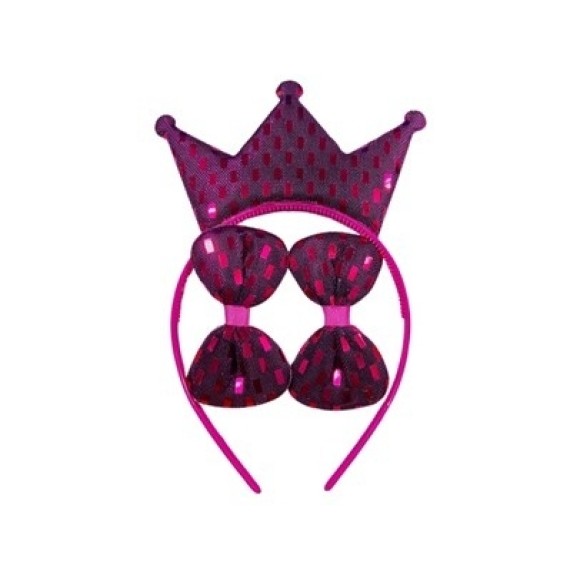 TIARA INFANTIL COROA ROSA KIT C/3 PCS UN. GM GOLD