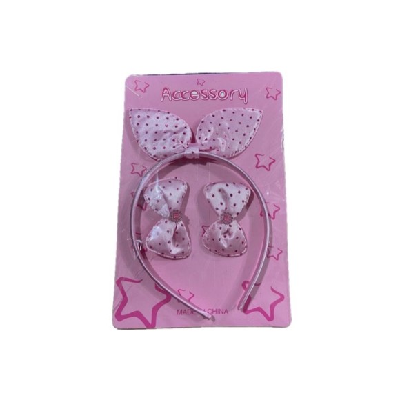 TIARA INFANTIL TOP ROSA CLARO KIT C/3 PCS UN. GM GOLD