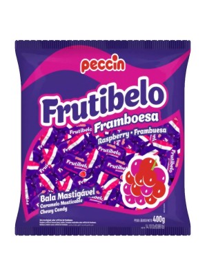 Bala Frutibelo Framboesa 400g Peccin – Bala Mastigável Sabor Framboesa com Toque Levemente Ácido Ideal para Festas, Consumo Diário e Revenda