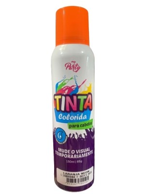 Tinta Spray Para Cabelo 150ml Laranja Neon Temporária Fácil Aplicação Para Festas Carnaval Cosplay e Eventos