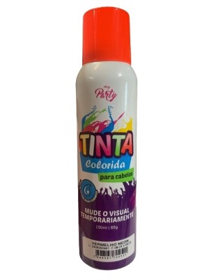 Tinta Spray Para Cabelo Vermelha 150ml Temporária Fácil Aplicação Cor Vibrante Para Festas Carnaval Cosplay e Eventos