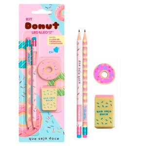 LAPIS HB DONUT KIT C/2 LAPIS/APONTADOR/BORRACHA UND.
