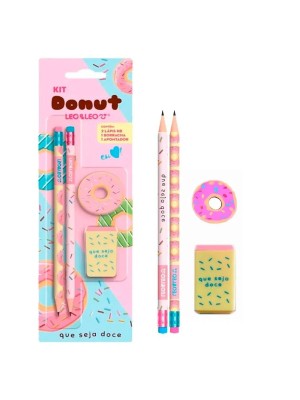 LAPIS HB DONUT KIT C/2 LAPIS/APONTADOR/BORRACHA UND.