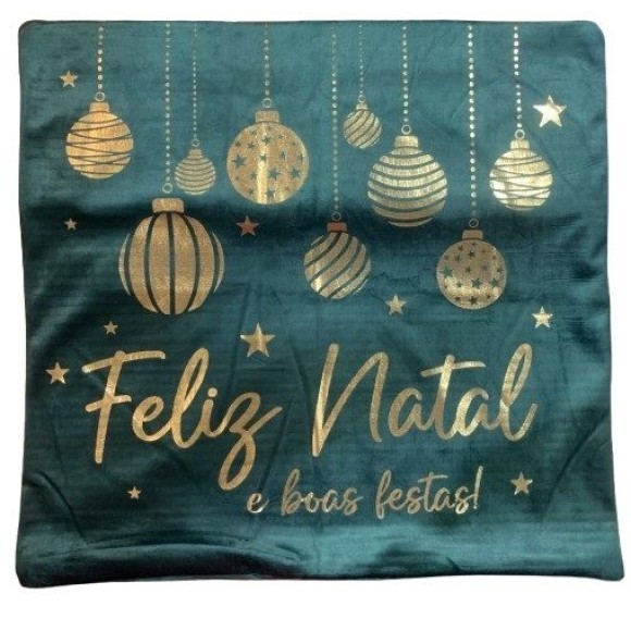 CAPA DE ALMOFADA NATALINA VELUDO 43X43CM UN. MULTIART