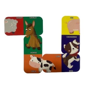 JOGO DE DOMINO BILINGUE FAZENDINHA INFANTIL 28PCS UN. 