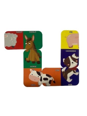 JOGO DE DOMINO BILINGUE FAZENDINHA INFANTIL 28PCS UN. 