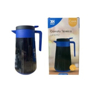 GARRAFA TERMICA LESOTO 1L PRETA-AZUL UN. XH IMPORT