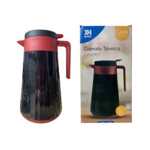 GARRAFA TERMICA LESOTO 1L PRETA-VERMELHA UN. XH IMPORT