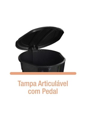 LIXEIRA OVAL C/ PEDAL 30L PRETA DESMONTADA UN.