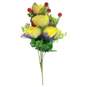 BUQUE FLOR ROSA 42CM MINI ARTIFICIAL CORES SORTIDAS UN. TOP IMPORTADORA