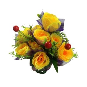 ARRANJO ROSA ARTIFICIAL 30CM CORES SORTIDAS MINI BUQUE UN. TOP IMPORTADORA