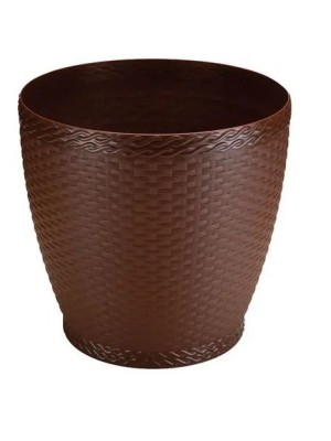 Vaso Rattan Médio Redondo Coffee Elegância e Resistência para Plantas