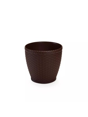 Vaso Rattan Redondo 300ml Coffee – Decoração Sofisticada para Casa e Jardim