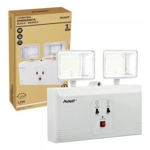 LUMINARIA EMERGENCIA BLOCO 12W 6000K 1200 LUMENS LUZ BRANCA UN. AVANT
