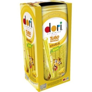 REGALIZ TUBO RECHEADO SABOR BANANA AZEDA 440G CX C/10PCS UN.