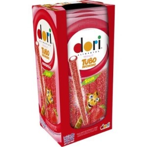 REGALIZ TUBO RECHEADO SABOR MORANGO AZEDO 440G CX C/10PCS UN.