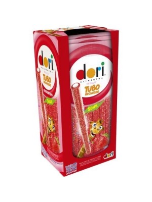 REGALIZ TUBO RECHEADO SABOR MORANGO AZEDO 440G CX C/10PCS UN.