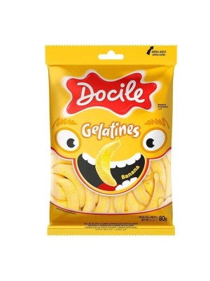 BALA DE GELATINA GELATINES BANANA 80G UN. DOCILE