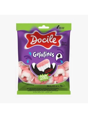 Bala Gelatines Mini Dente de Vampiro 15g Docile Sour Ácida – Gomas Temáticas para Festas